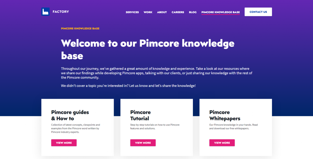 Pimcore baza znanja - kategorije